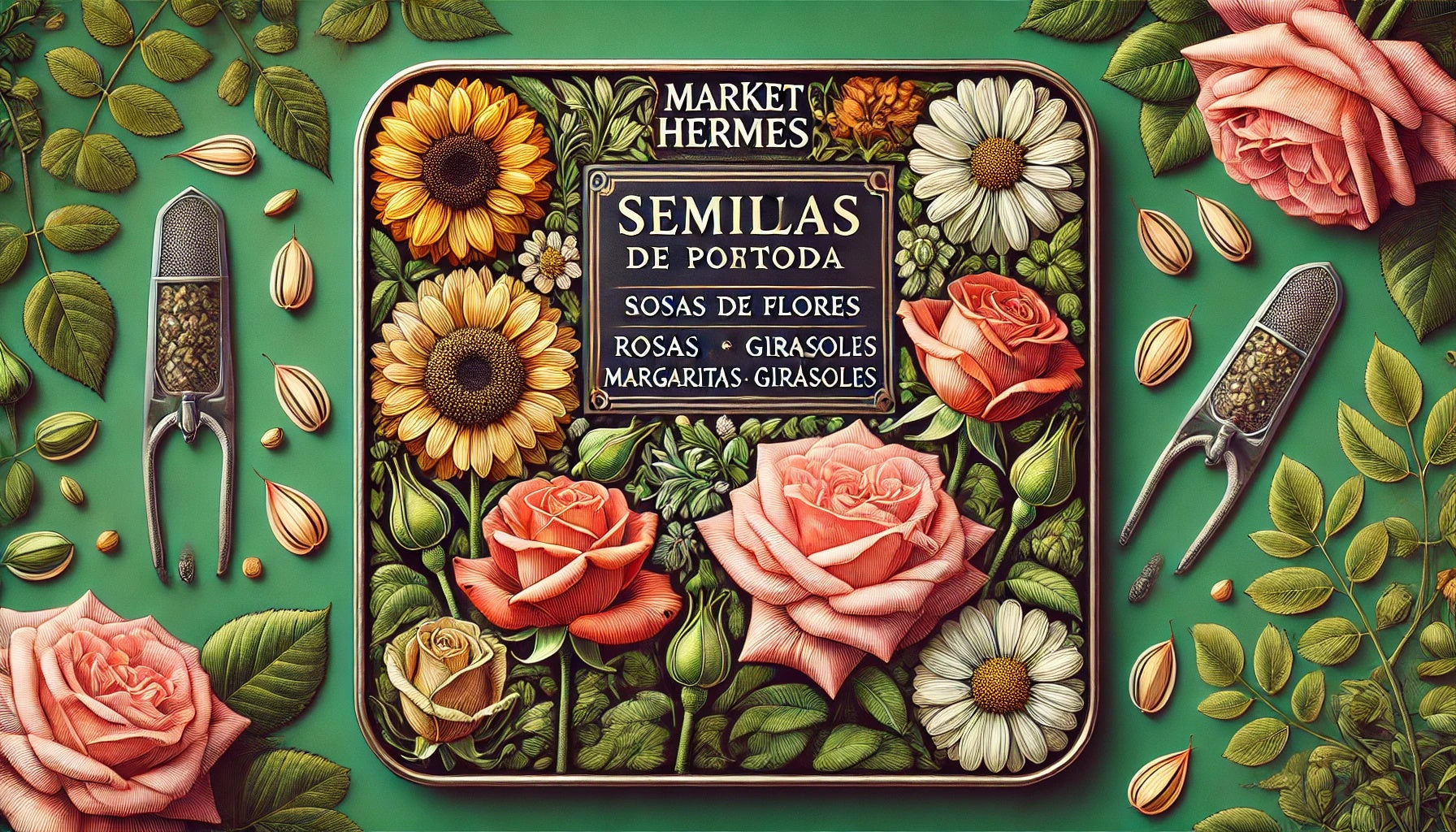 Semillas de flores (rosas, margaritas, girasoles)