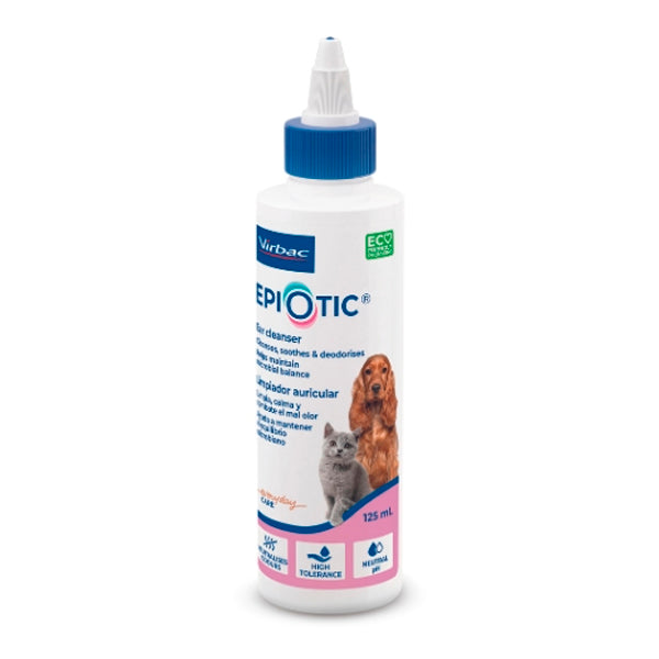 Virbac Epi-Otic Solución Limpiadora de Oídos 125 ml para perros y gatos – higiene auditiva avanzada