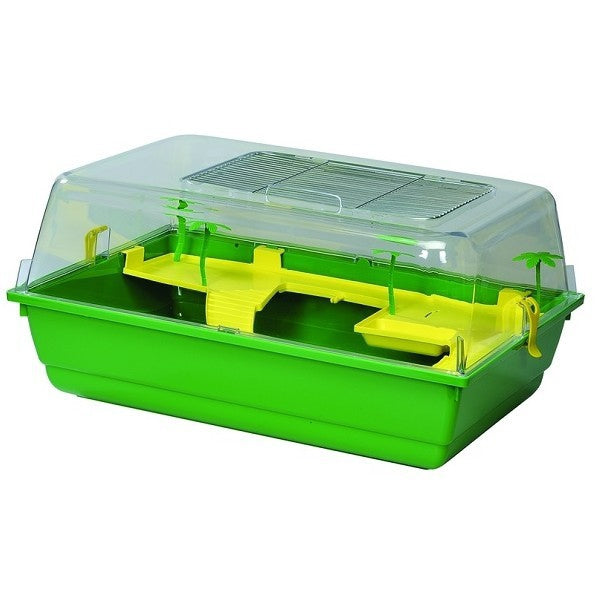 Tortuguera Art 152, 60x40x30 cm, con tapa y palmeras, plástico resistente