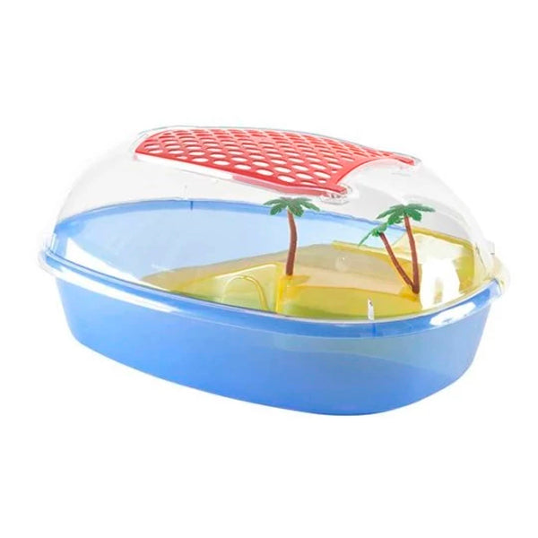 Tortuguera Toby Art 371, 52x38x24 cm, con isla y palmeras decorativas, fácil limpieza