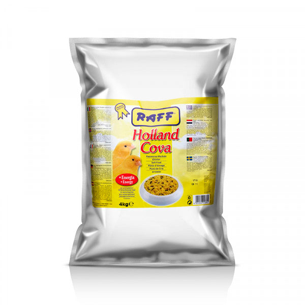 Raff Holland Cova – Pasta Húmeda Amarilla para Cría de Canarios y Aves Granívoras – Alta en Energía – 10% Proteína – 15% Grasa