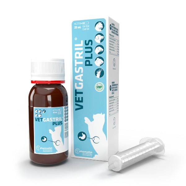 Vetgastril Plus 20 ml y 50 ml, suplemento digestivo líquido para perros y gatos con apoyo gastrointestinal