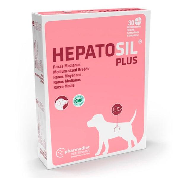 Pharmadiet Hepatosil Plus Razas Medianas – 30 Comprimidos – Suplemento Hepático con Silimarina, Colina y Vitamina E para Perros