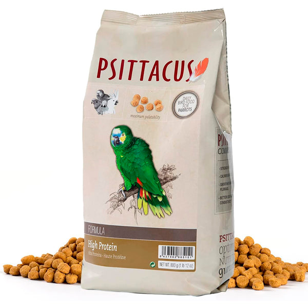 Psittacus Alta Proteína – Pienso Completo para Aves – Alto Contenido en Proteínas, Vitaminas y Minerales – 800 g, 3 kg y 12 kg