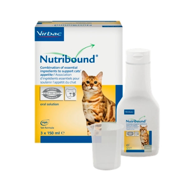 Virbac Nutribound Gatos 3x150 ml – Solución Oral Nutritiva para Recuperación y Convalecencia