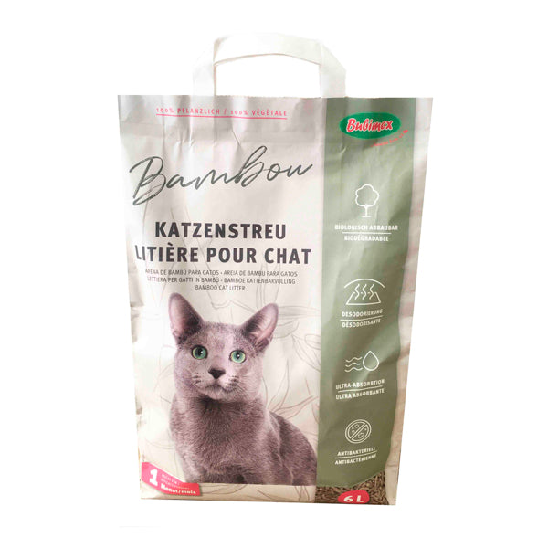 Arena de bambú Bubimex 6L – Natural, ultra absorbente y sin olores