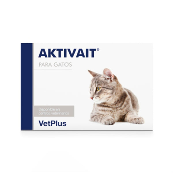 VetPlus Aktivait Gatos 60 cápsulas, suplemento cognitivo para gatos mayores con antioxidantes y omega-3