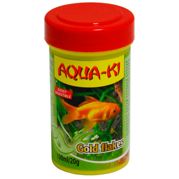 AQUA-KI Gold Flakes – Alimento en Copos para Peces Dorados, Mejora Color y Vitalidad – Nutrición Completa y Fácil Digestión