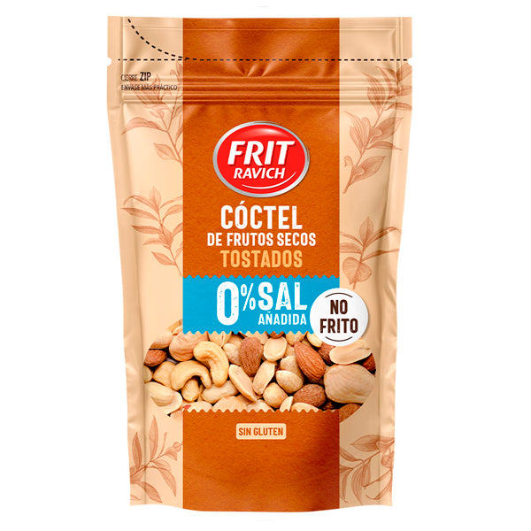 Frit Ravich Cocteleo Frutos Secos Tostados Sin Sal – Mix de Almendras, Avellanas, Anacardos y Cacahuetes Natural y Saludable