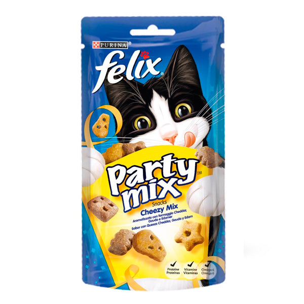 Felix Party Mix Cheezy Mix 60g – Snacks para Gatos con Sabor a Queso