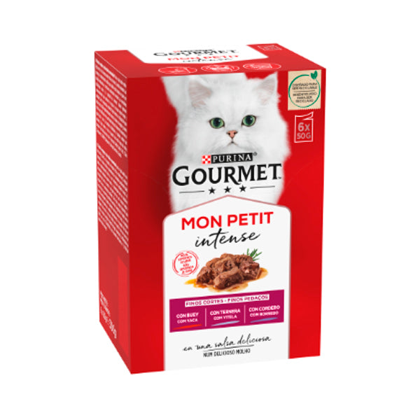 PURINA® GOURMET® Mon Petit Selección de Carnes – 6x50 g, comida húmeda premium para gatos adultos