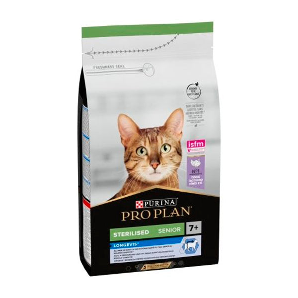 Purina PRO PLAN Gato Esterilizado Senior 7+ con Pavo – Pienso LONGEVIS® para Gatos Mayores – 1,5 kg y 3 kg