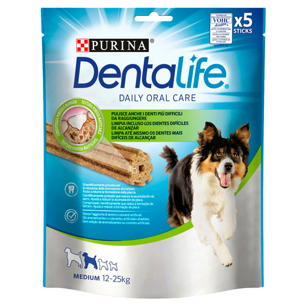 Purina Dentalife Medium – Snacks Dentales para Perros Medianos (12–25 kg) – Cuidado Oral Diario – 1 Stick al Día