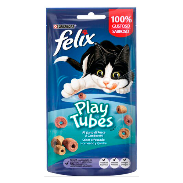 Felix Play Tubes 50g – Snacks para Gato con Pescado y Gambas al Horno