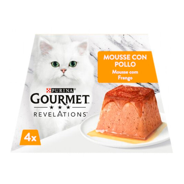PURINA® GOURMET® Revelations Mousse con Pollo 4x57,5 g – Comida húmeda premium para gatos esterilizados y adultos