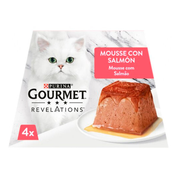 PURINA® GOURMET® Revelations Mousse con Salmón – 4 x 57,5 g – Comida Húmeda Premium para Gatos Adultos