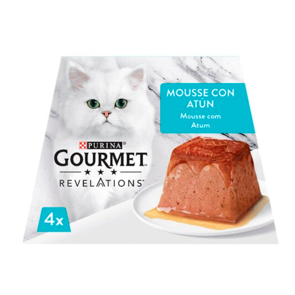 PURINA® GOURMET® Revelations Mousse con Atún 4x57 g – Comida húmeda premium para gatos en pirámides individuales
