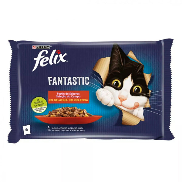 Felix Fantastic Gatos Pack Selección Sabores en Gelatina – 4x85g / 12x85g