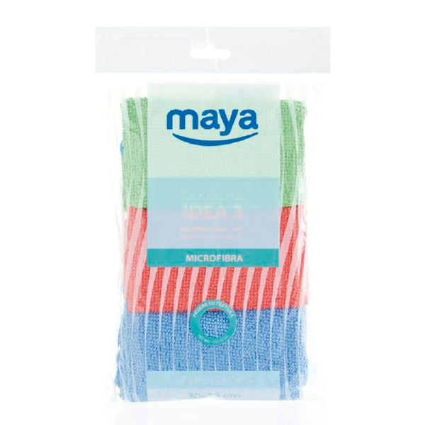 Bayeta microfibra multiusos Idea 3 pack 3 unidades 30x32 cm, paños de limpieza sin pelusa para cocina, baño, cristales y hogar