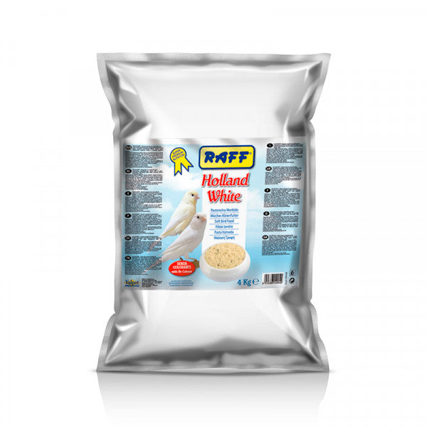 Raff Holland White – Pasta de Cría Húmeda Blanca sin Colorantes para Canarios y Aves – Enriquecida con Vitaminas y Minerales – Alta Palatabilidad