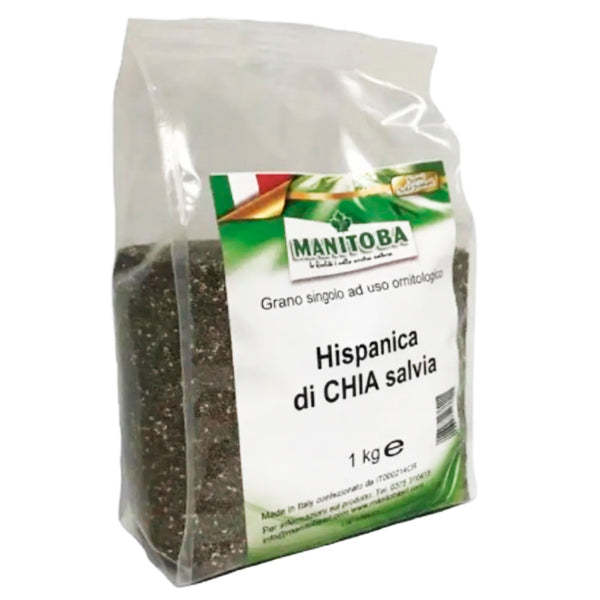 Manitoba Semilla de Chía para Aves 1 kg – Omega 3 y 6, Energía Extra, Cría y Muda, Apoyo Digestivo