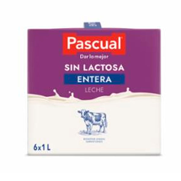 Leche Pascual Sin Lactosa Entera 1L – Pack de 6 – Nutrición Completa y Sabor Auténtico