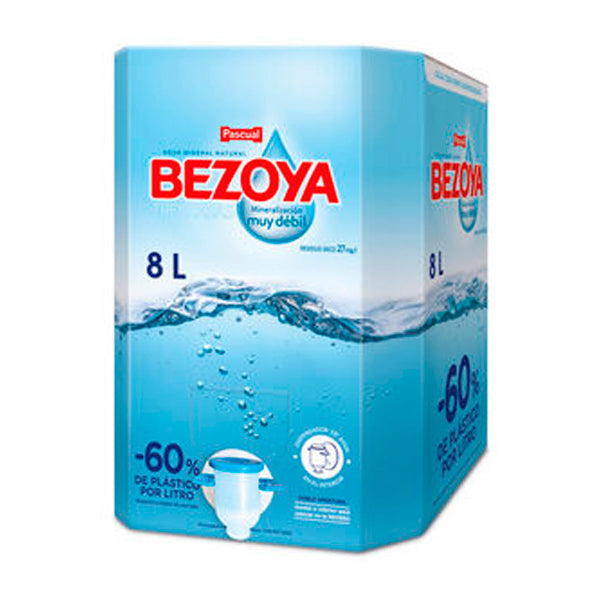 Bezoya Agua Mineral Natural 8L – Mineralización Muy Débil, Baja en Sodio, Apta para Bebés – Botella con 50% PET Reciclado