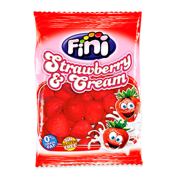 Fini Fresa Nata – Gominolas con Relleno Cremoso de Nata | Bolsa 75g
