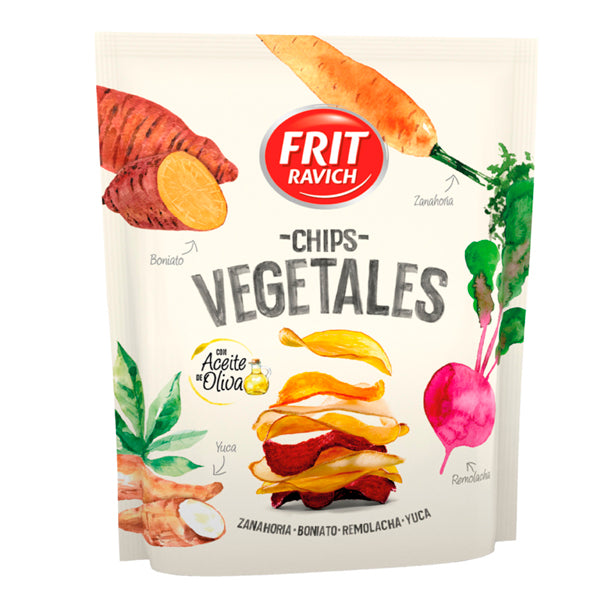 Frit Ravich Chips Vegetales – Snack Saludable y Crujiente – Mezcla de Yuca, Boniato, Zanahoria y Remolacha – 70g y 350g