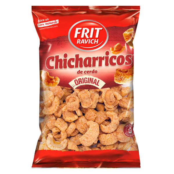 Frit Ravich Chicharricos de Cerdo – Crujientes Chicharrones Tradicionales – Sin Gluten – Formatos 50g, 100g y 800g