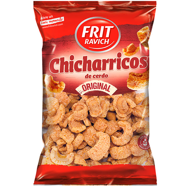 Frit Ravich Chicharricos de Cerdo – Crujientes Chicharrones Tradicionales – Sin Gluten – Formatos 50g, 100g y 800g