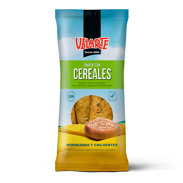 Velarte Snack Saludable con Cereales 60 g, crujiente y nutritivo, rico en fibra y bajo en grasas saturadas