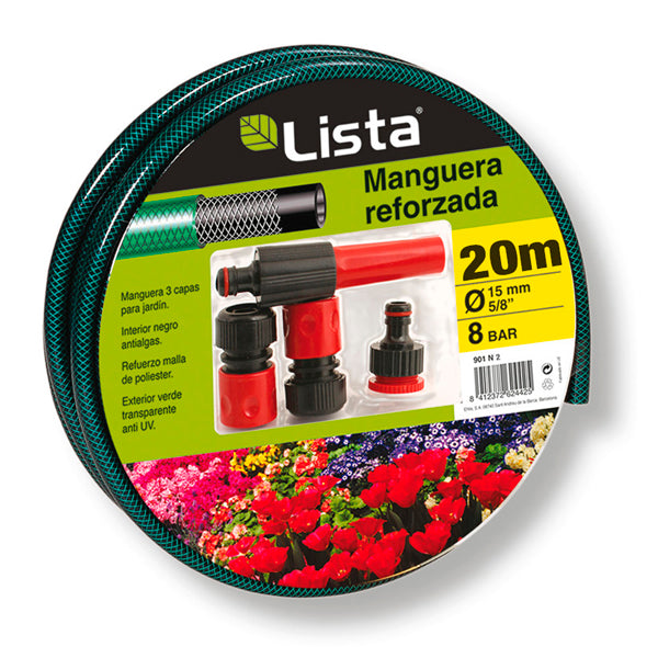 Kit Manguera 15mm x 20m con Lanza y Conectores – Tricapa Reforzada para Riego