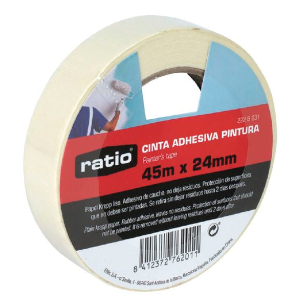Cinta Adhesiva Krepp Liso para Pintar – 18/24/38/48 mm x 45 m – Removible sin Residuos
