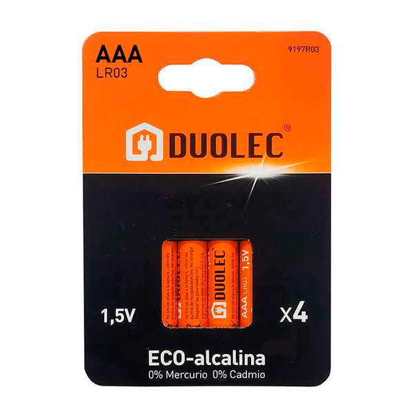 Pilas Alcalinas AAA LR03 DUOLEC – Pack 4 Unidades – 1,5V Sin Mercurio ni Cadmio
