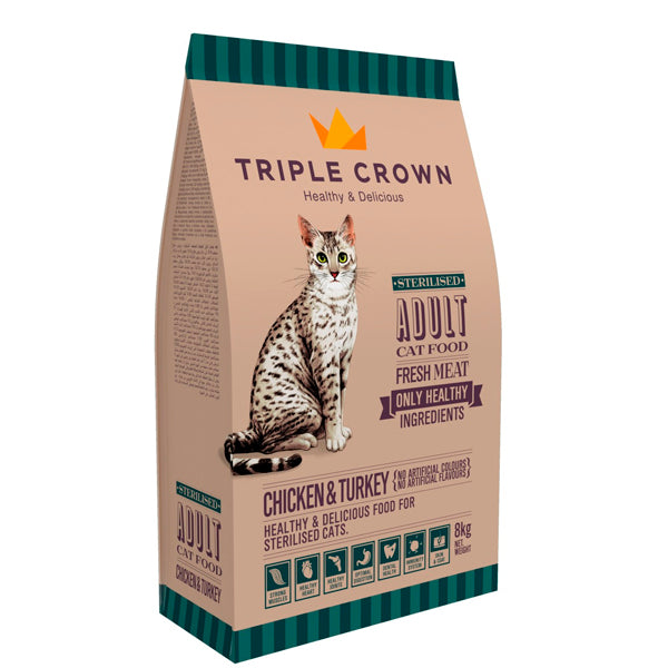 Triple Crown Lovely Sterilised Gato Adulto 2 kg, pienso premium para gatos esterilizados con control de peso y salud urinaria
