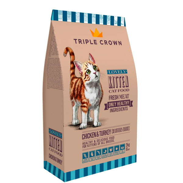 Triple Crown Lovely Kitten, pienso premium para gatitos en crecimiento con pollo y pavo fresco (2 y 8 kg)