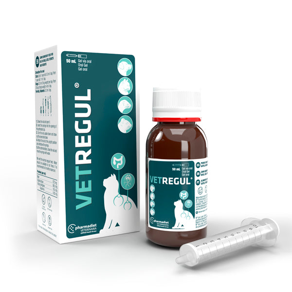 Pharmadiet Vetregul Gel 50 ml – Suplemento Gastrointestinal con Prebióticos y Probióticos para Perros y Gatos