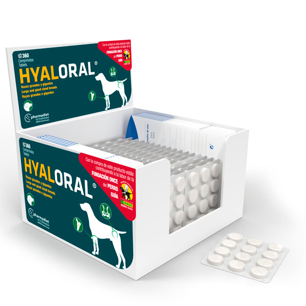 Pharmadiet Hyaloral Razas Grandes – Suplemento Articular para Perros con Ácido Hialurónico, Glucosamina y Condroitín – Envases 120 y 360 Comprimidos