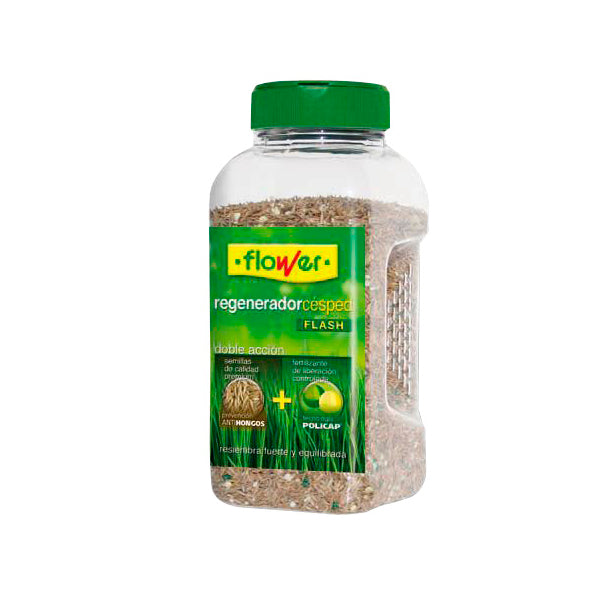 Flower Regenerador Césped Flash 500 g – Semillas + Abono para Recuperación Rápida de Zonas Dañadas