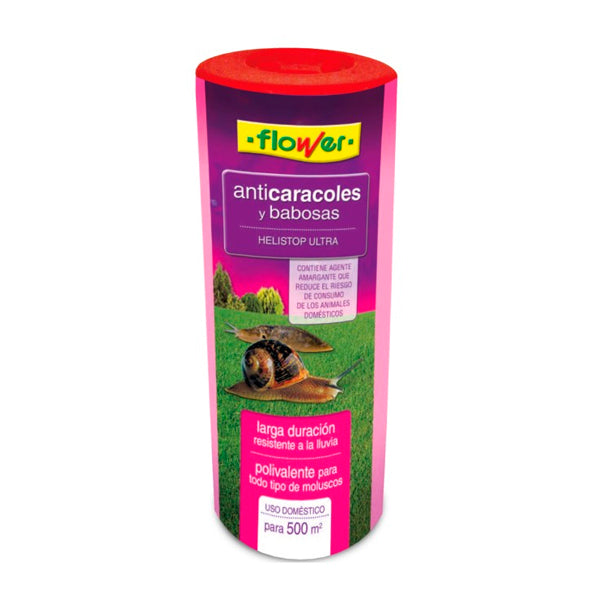 Flower Helistop Ultra Anticaracoles y Babosas – Microgranulado Resistente a la Humedad, Apto para Jardinería Exterior Doméstica
