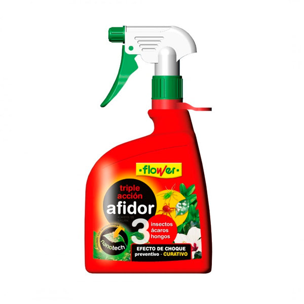 Flower Afidor Triple Acción – Insecticida, Fungicida y Acaricida – Uso Directo en Plantas – Formato 450 ml y 1L