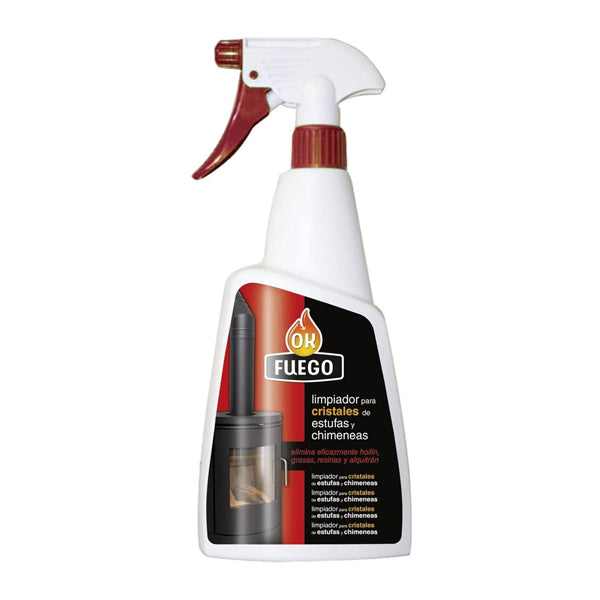Limpiador de Cristales para Estufas y Chimeneas Ok Fuego – 750 ml – Elimina Hollín, Grasa y Alquitrán