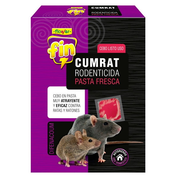 Flower Cumrat Pasta Fresca Raticida – Cebo Anticoagulante Efectivo para Ratas y Ratones – Uso Profesional
