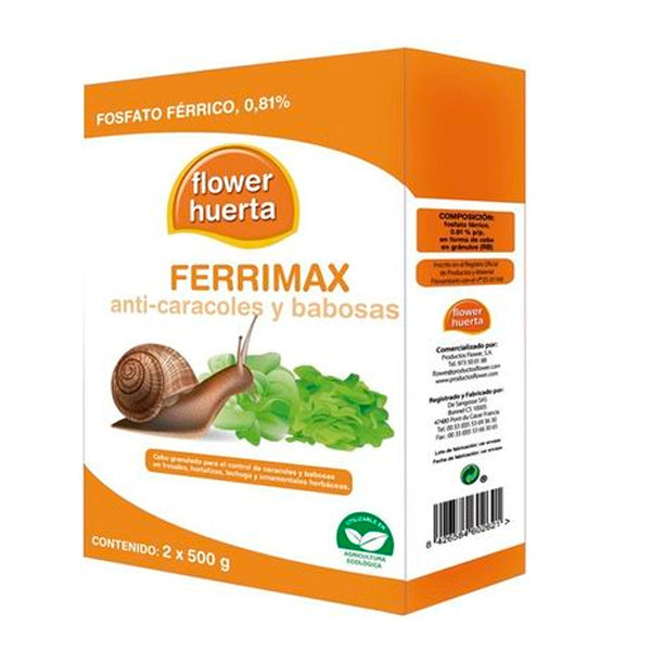 Flower Ferrimax Anti-Caracoles y Babosas – Cebo en pellets ecológico con fosfato férrico, resistente a la lluvia