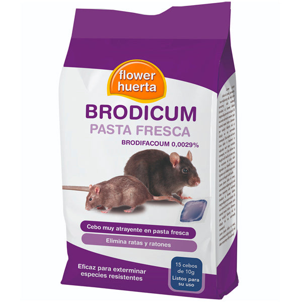 Flower Brodicum Pasta Fresca Raticida – Efectivo en Una Sola Ingesta – Elimina Ratas y Ratones – Uso Profesional