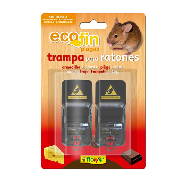 Flower Ecofin Trampa para Ratones – Pack de 2 trampas reutilizables, seguras para niños y mascotas