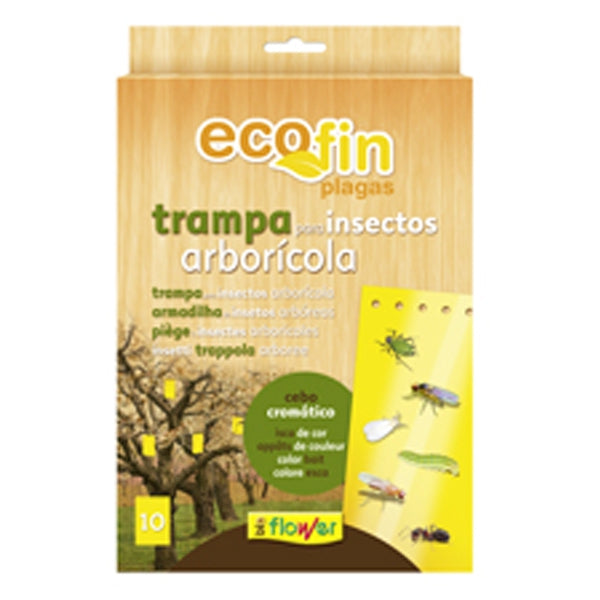 Flower Ecofin Trampa para Insectos Arborícola – Pack 10 placas cromáticas amarillas para frutales, huertos e invernaderos