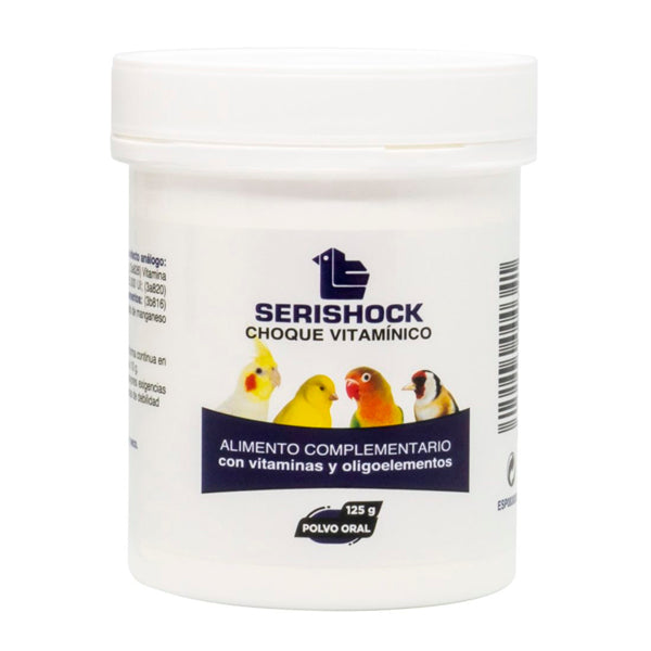 Latac Serishock para aves, choque vitamínico con minerales y oligoelementos, complemento nutricional para canarios, jilgueros y aves ornamentales, 125 g y 500 g