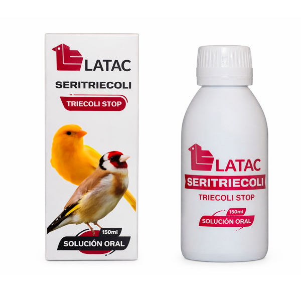 Latac Seritriecoli para aves, complemento digestivo e intestinal con propóleo, ajo y orégano, apoyo en tricomonas y E. coli, 150 ml